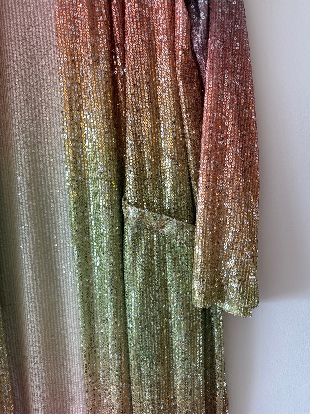 NWT BB Dakota by Steve Madden Rainbow Sequin Ombre Duster Cardigan Jacket M - Picture 5 of 9